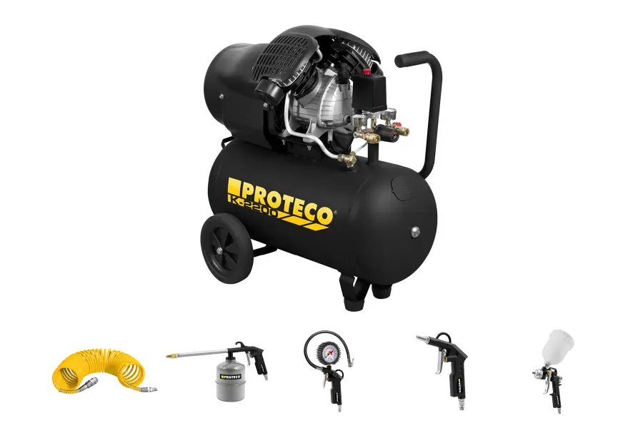 kompresor 2,2kW, nádoba 50L + sada pneumatického nářadí 5-dílná